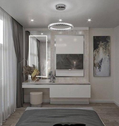 Стильная спальня. В сером цвете. 03