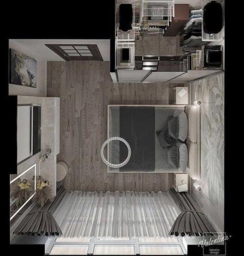 Стильная спальня. В сером цвете. 06