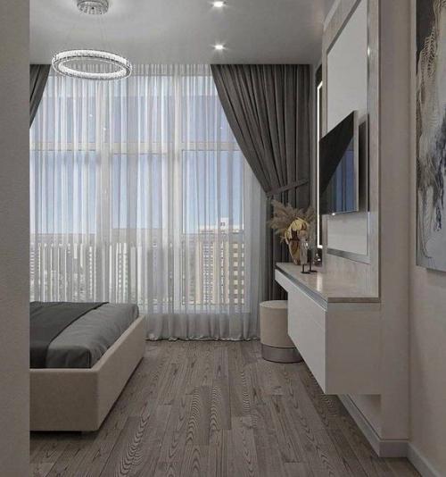 Стильная спальня. В сером цвете. 02