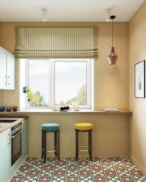 Тут мы видим отличное решение для маленьких кухонь - подоконник - столешницу! 01