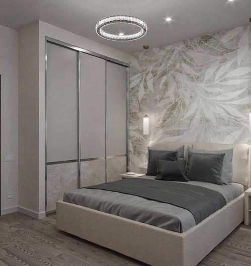 Стильная спальня. В сером цвете.