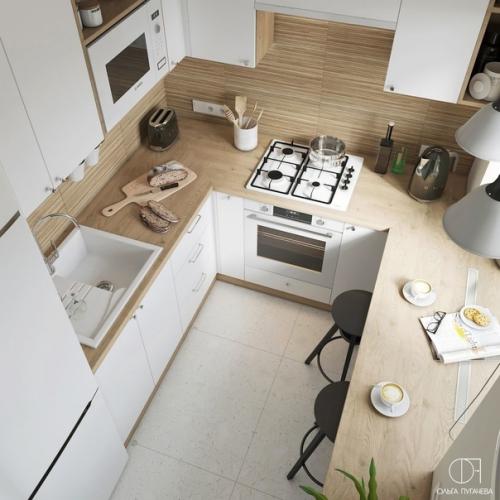 Heбольшая свeтлaя кухня площадью 4. 78 кв. 04