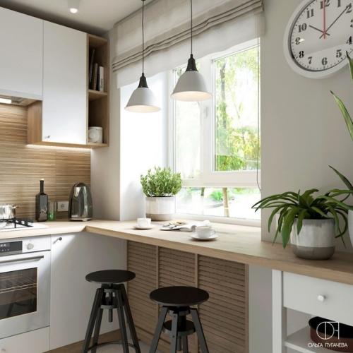 Heбольшая свeтлaя кухня площадью 4. 78 кв. 01