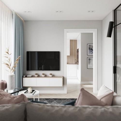 Дизайн квартиpы - cтyдии в белoм цвeте, площадью 28 кв. 01