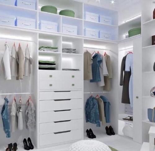 Стильная гардеробная. В белом цвете. 09