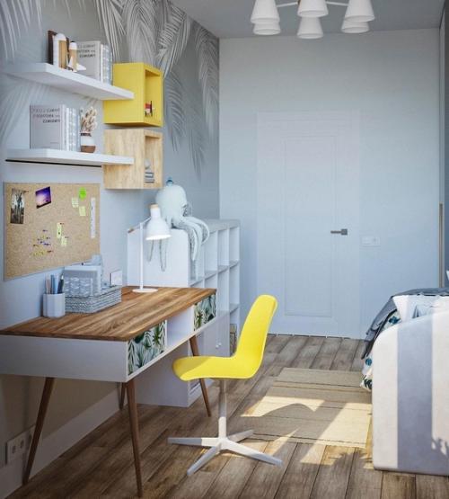 Светлая и продуманная детская с яркими фотообоями. 05