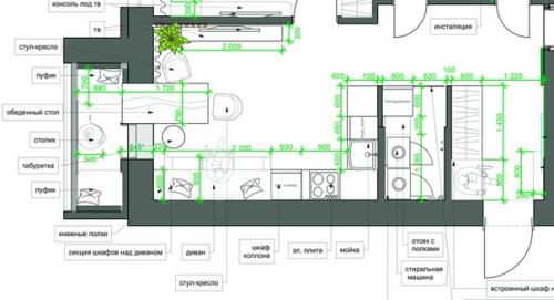 Проект студии DE ZE кухня, проекта евродвушка. 04