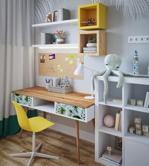 Светлая и продуманная детская с яркими фотообоями. 01