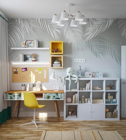 Светлая и продуманная детская с яркими фотообоями. 02