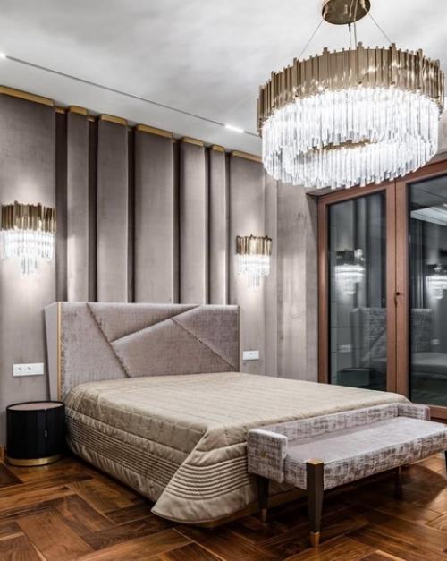 Примеры интерьера. Спальни с большой кроватью. 04