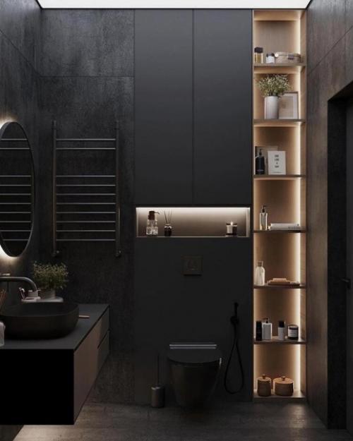 Современный интерьер. В тёмных тонах. 03