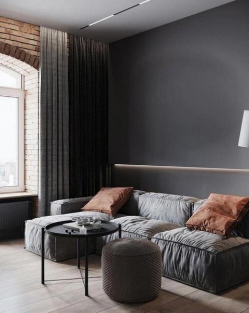 Современный интерьер. В тёмных тонах. 02