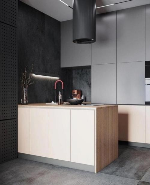 Современный интерьер. В тёмных тонах. 01