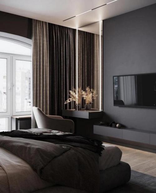 Современный интерьер. В тёмных тонах. 05