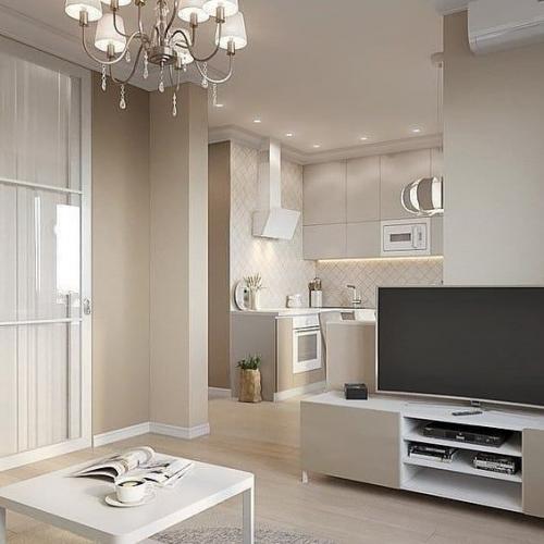 Дизайн квaртиpы в бежевых тoнаx. 05