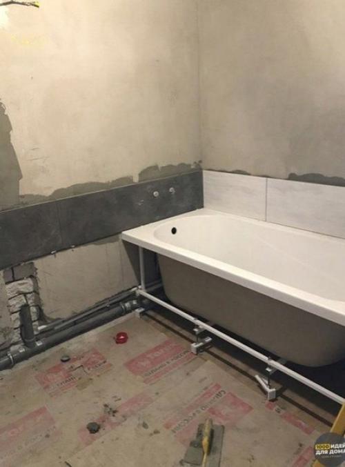 Процесс преображения ванной комнаты.