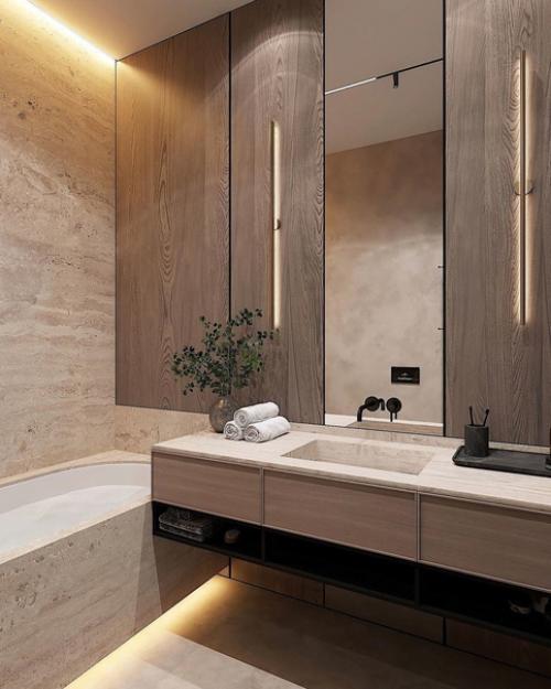 Минималистичный объединенный санузел.