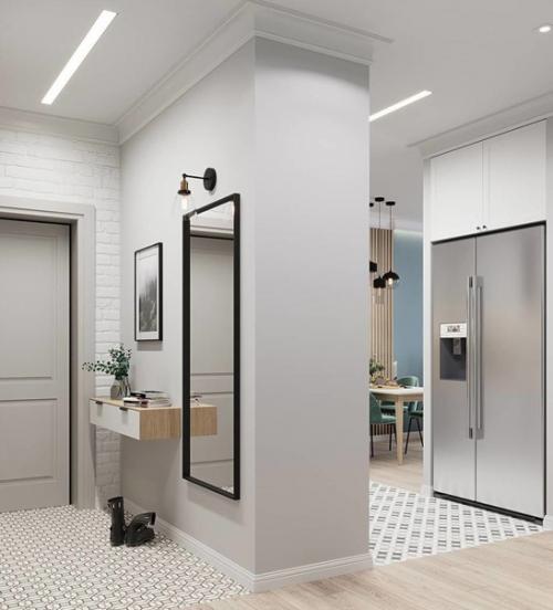 Небольшая прихожая. В светлых тонах. 01