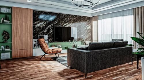 Роскошное оформление. Просторной кухни - гостиной.