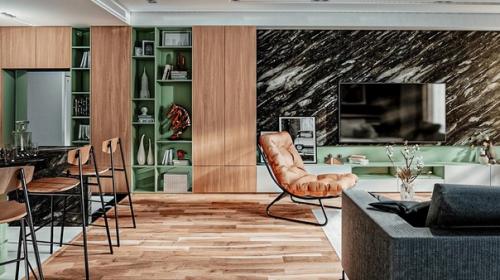 Роскошное оформление. Просторной кухни - гостиной. 01