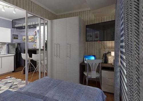 Интерьер студии. С удобной, продуманной планировкой. 02