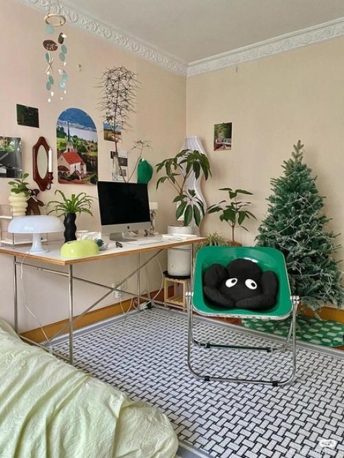 Красивый интерьер. С деталями в зелёном цвете. 04