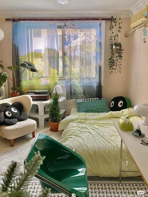 Красивый интерьер. С деталями в зелёном цвете. 03