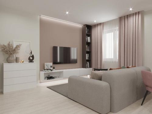 Просторная квартира. С гостиной, вмещающей обеденную зону. 01