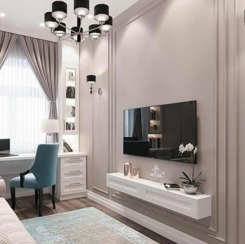 Интерьер гостиной. В нежных и светлых оттенках. 05