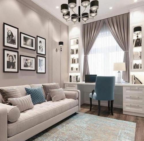 Интерьер гостиной. В нежных и светлых оттенках. 03