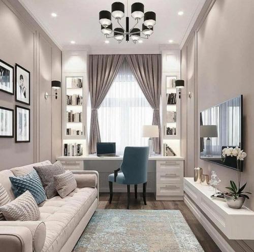 Интерьер гостиной. В нежных и светлых оттенках. 01