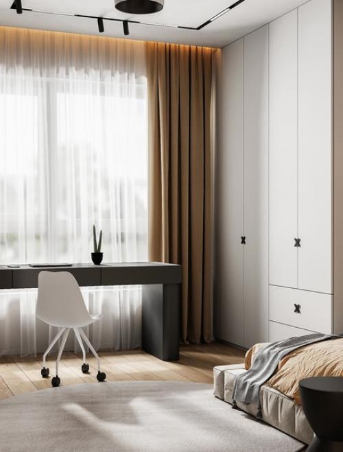 Современная спальня. С рабочим местом. 01