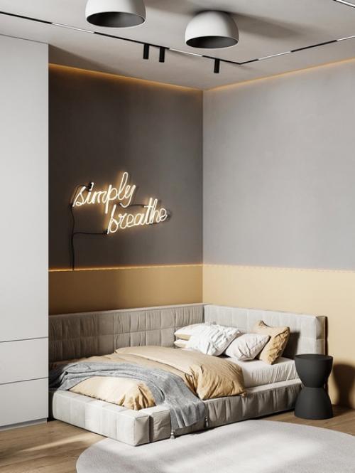 Современная спальня. С рабочим местом.