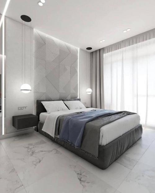 Современный интерьер. В сочетании белого и серого цветов. 05