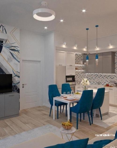 Интерьер квартиры. Основной цвет - белый. 02