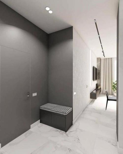 Современный интерьер. В сочетании белого и серого цветов.