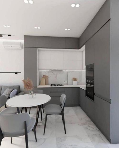 Современный интерьер. В сочетании белого и серого цветов. 04