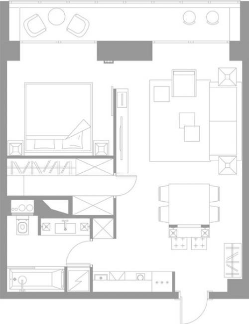 Дизайн большой однокомнатной квартиры 52 кв. 09