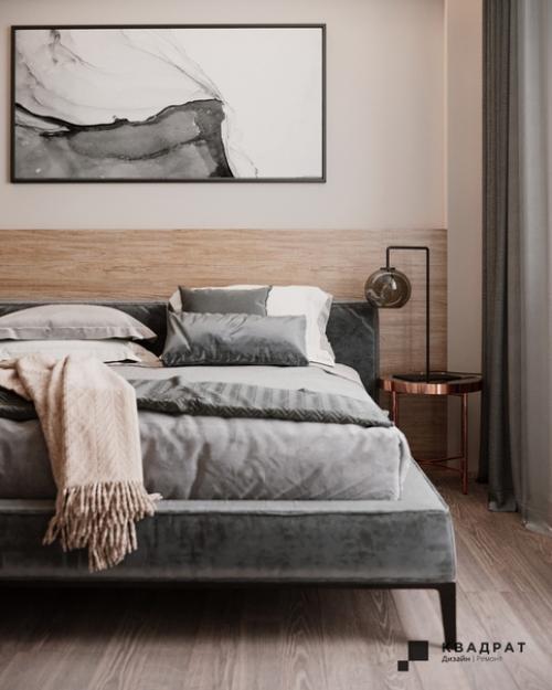 Спальня выдержана в приглушенных серо - бежевых тонах - никаких ярких кричащих деталей. 02