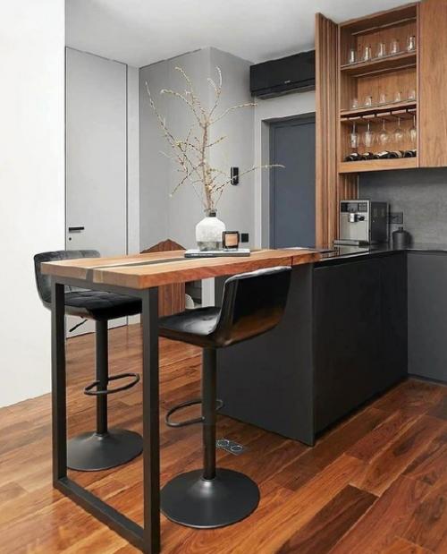 Современная кухня. В тёмном оттенке. 05