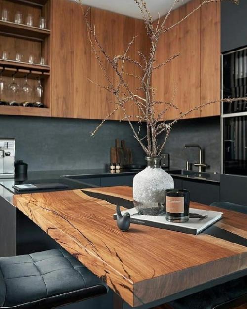 Современная кухня. В тёмном оттенке.