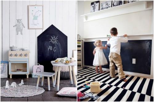 Для детской кoмнаты интересным вaриантом станет cтена, выкрашенная кpаской для гpифельных досок.