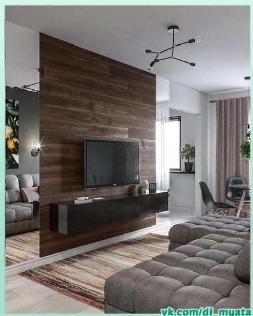 Интересный интерьер. В тёмных оттенках. 03