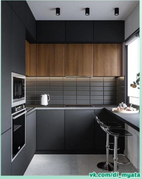 Интересный интерьер. В тёмных оттенках. 02