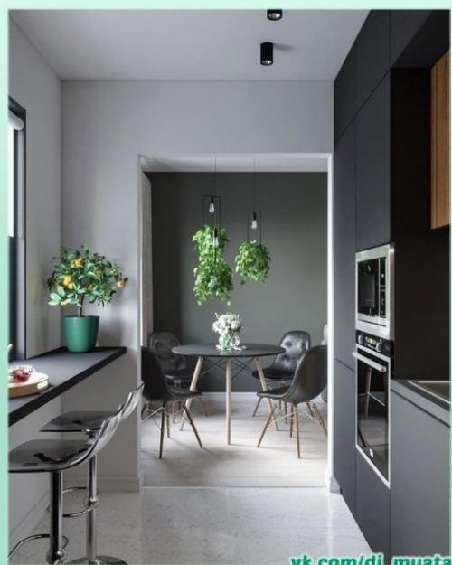 Интересный интерьер. В тёмных оттенках. 05