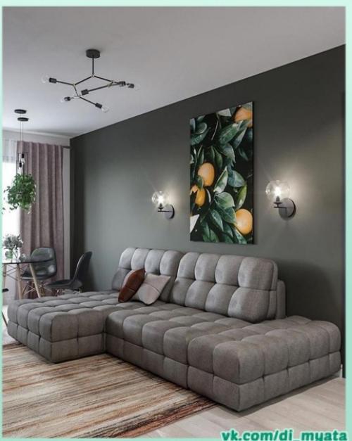 Интересный интерьер. В тёмных оттенках.