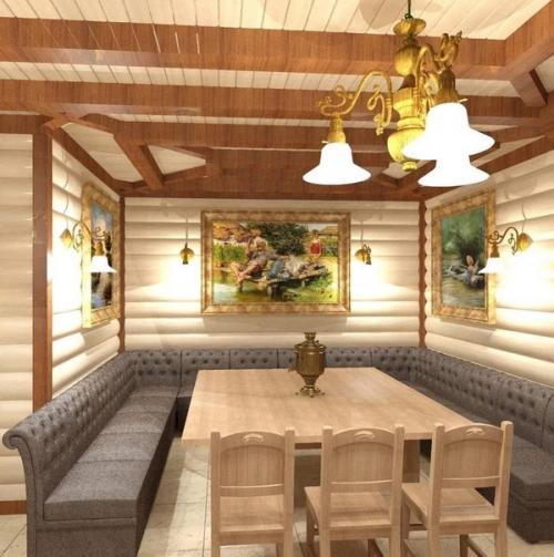 Важную часть в строительстве и отделке бани играет обустройство предбанника. 09