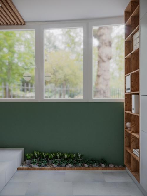 Интерьер лоджии оформлен в светлых нейтральных тонах. 05