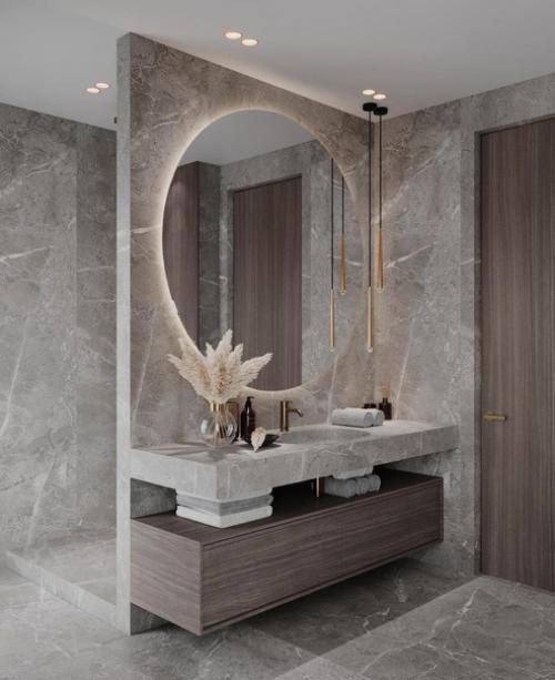 Шикарное оформление. Просторной ванной комнаты. 02