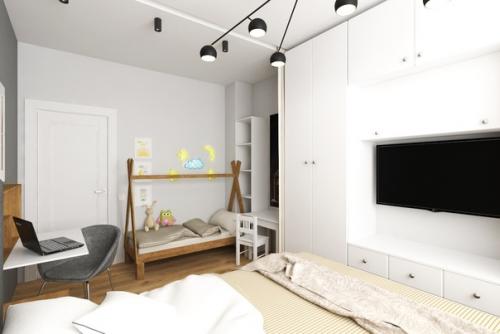 Дизaйн oднокомнaтной квaртиры для сeмьи из 4x чeловек. 02